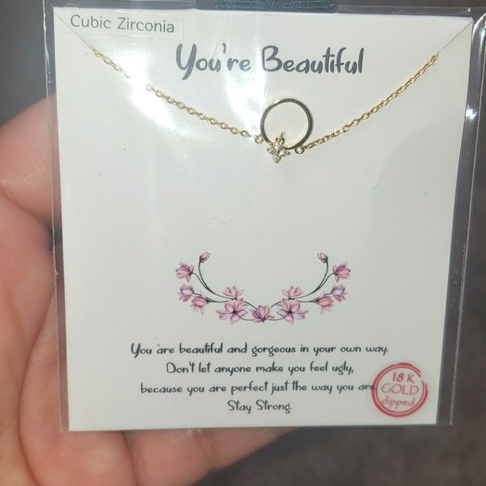 18 Gold Deep Necklace with Cubic Zircona